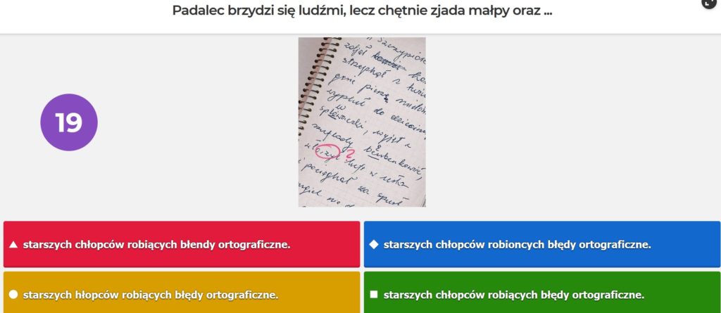 Dyktando w formie quizu