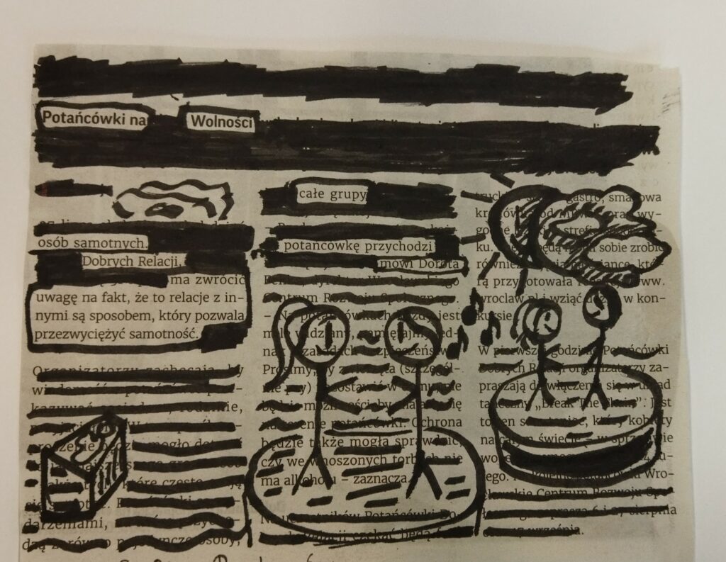 Poezja z odzysku oraz blackout poetry klasy 6a