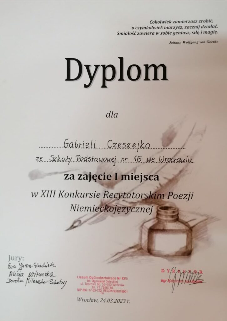 Konkurs Recytatorski Poezji Niemieckojęzycznej 