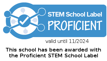 Odznaka PROFICIENT STEM SCHOOL LABEL, przyznana Szkole Podstawowej nr 16 we Wrocławiu