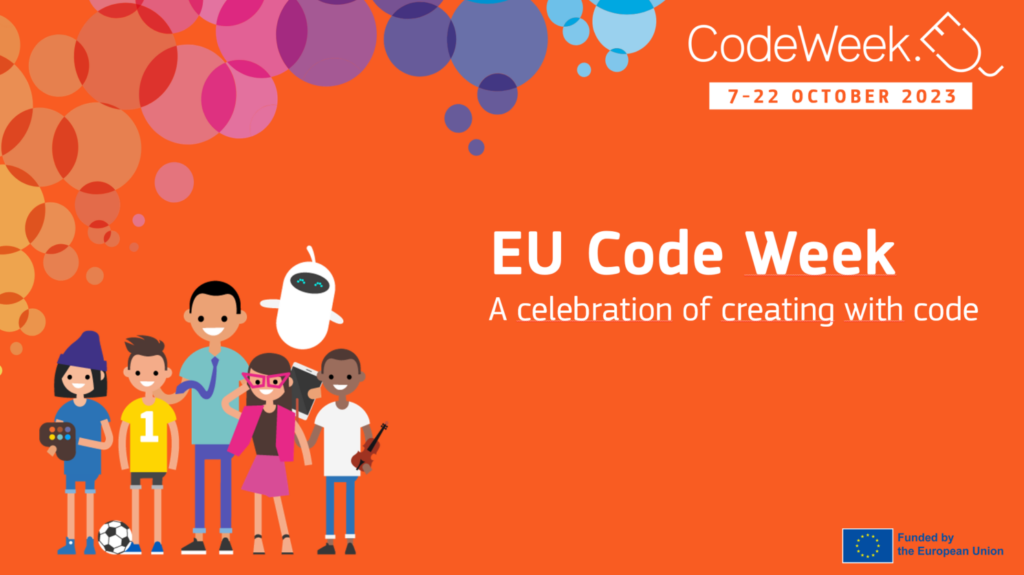 EU-Code-Week-20232023 – Plakat promujący Europejski Tydzień Kodowania 2023