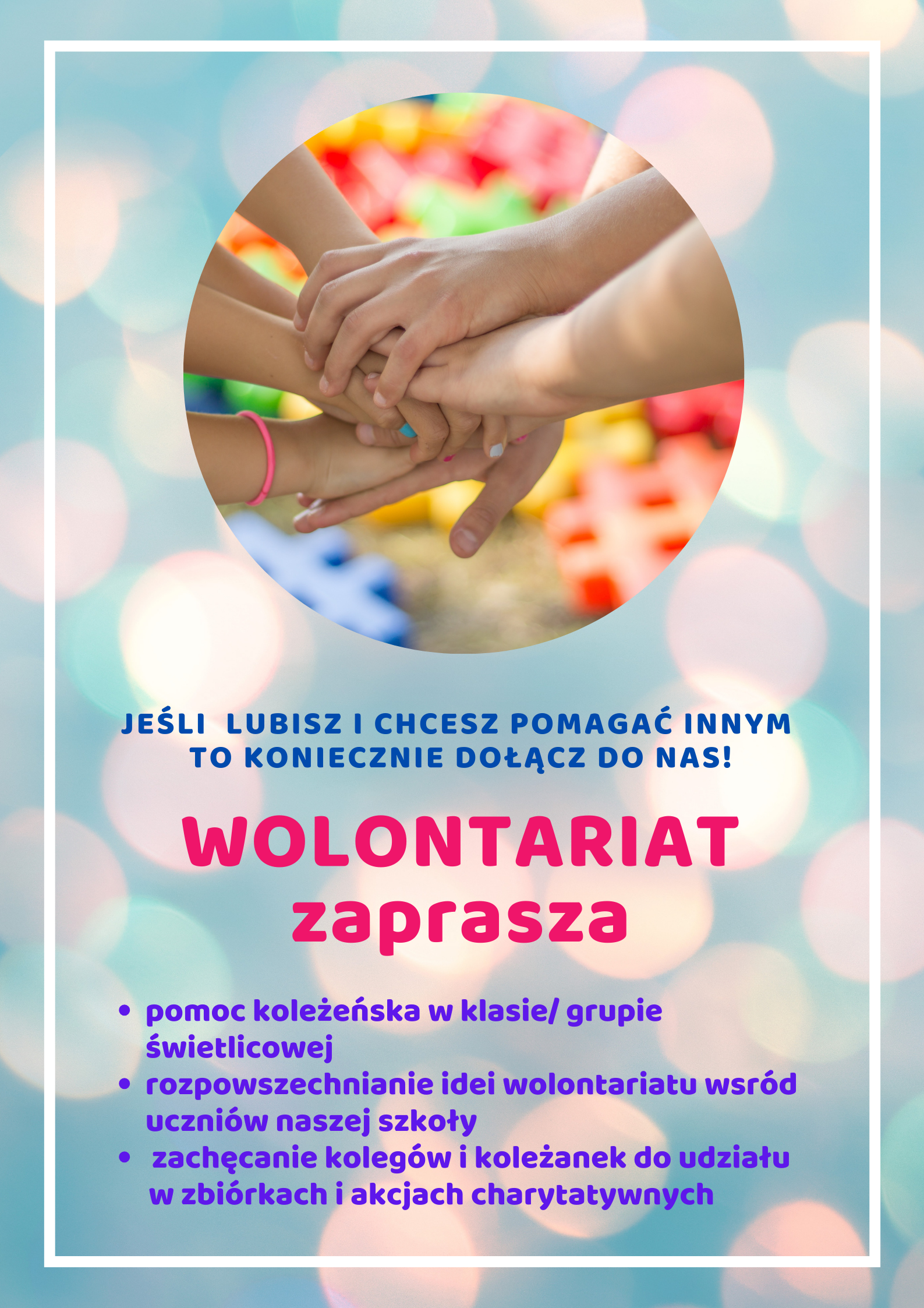 Koło Szkolnego Wolontariatu - spotkanie organizacyjnePLAKAT