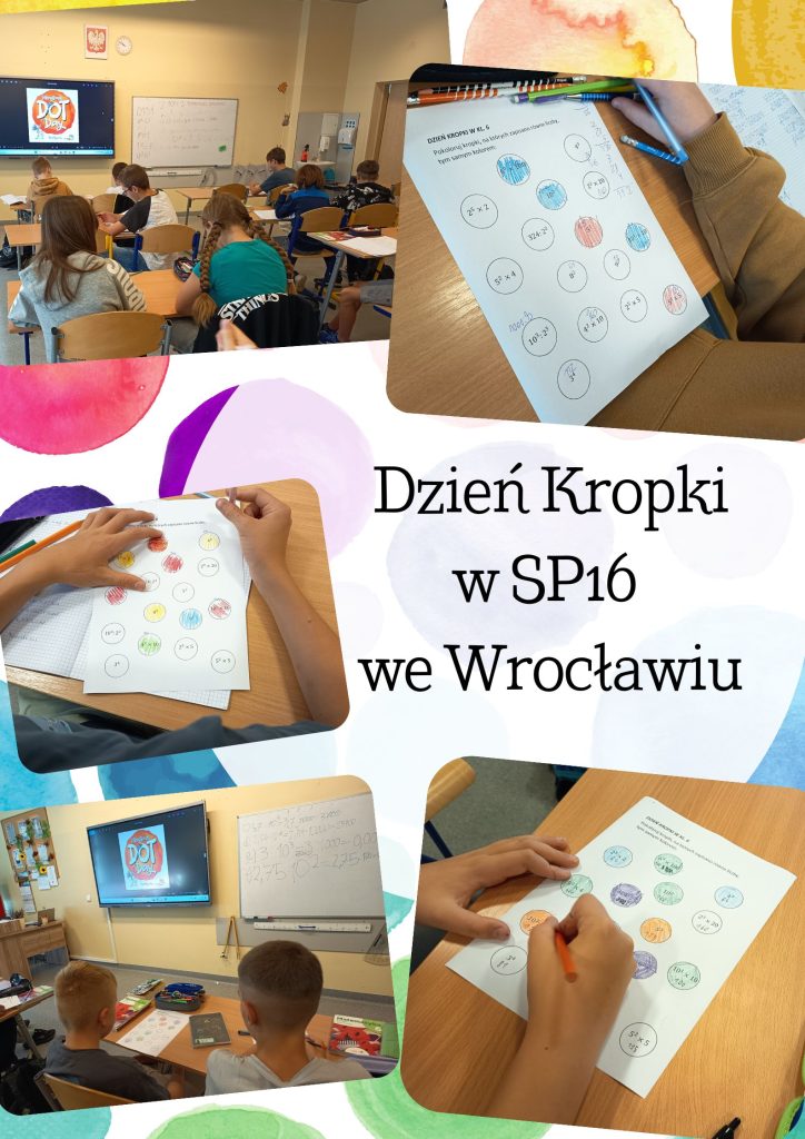 Wykorzystanie obchodów Dnia Kropki do ćwiczenia działań na potęgach w klasach 6a i 6c
