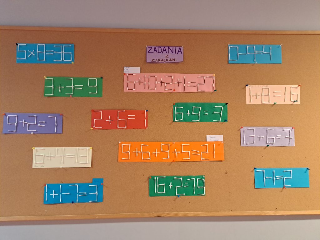 łamigłówki zapałczane wymyślone przez uczniów- prace uczniów