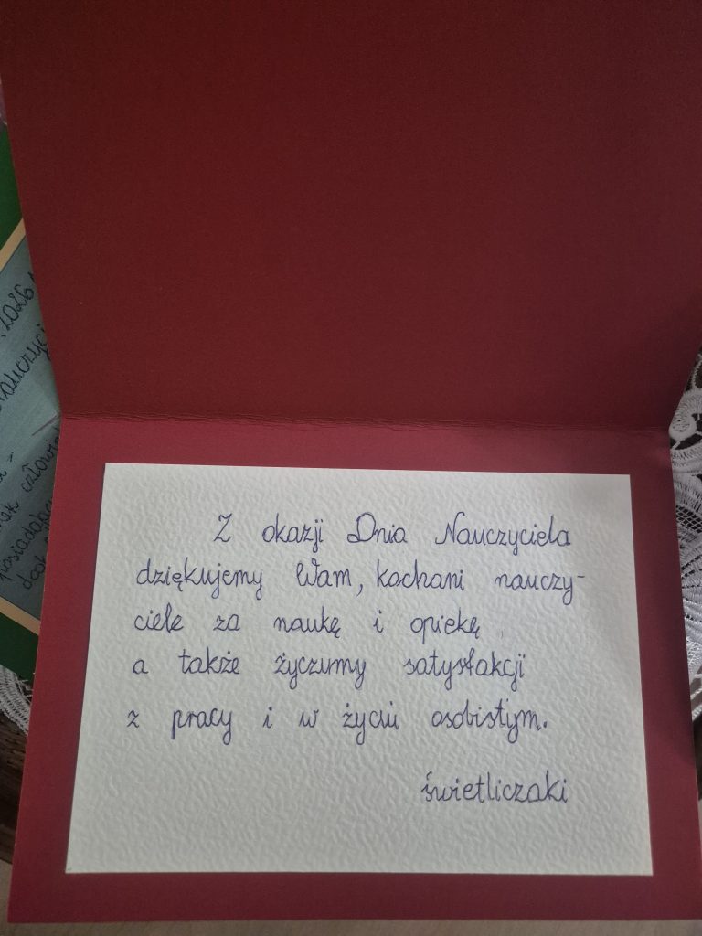 Życzenia na kartce dla nauczyciela
