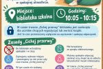 Plakat Cicha Przerwa w Bibliotece.